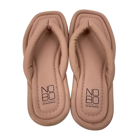 NOBO Women's Size 7 Rose Memory Foam Fluffy Flip Flops Flat Sandals Slides 2628 - Picture 3 of 5